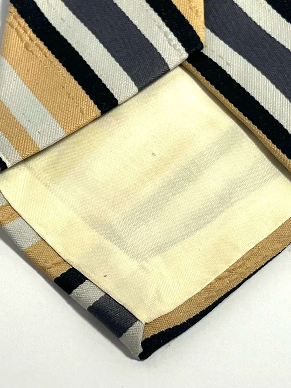 Vintage Velducci Stripped Necktie Beige Gray Black Polyester Men’s Tie